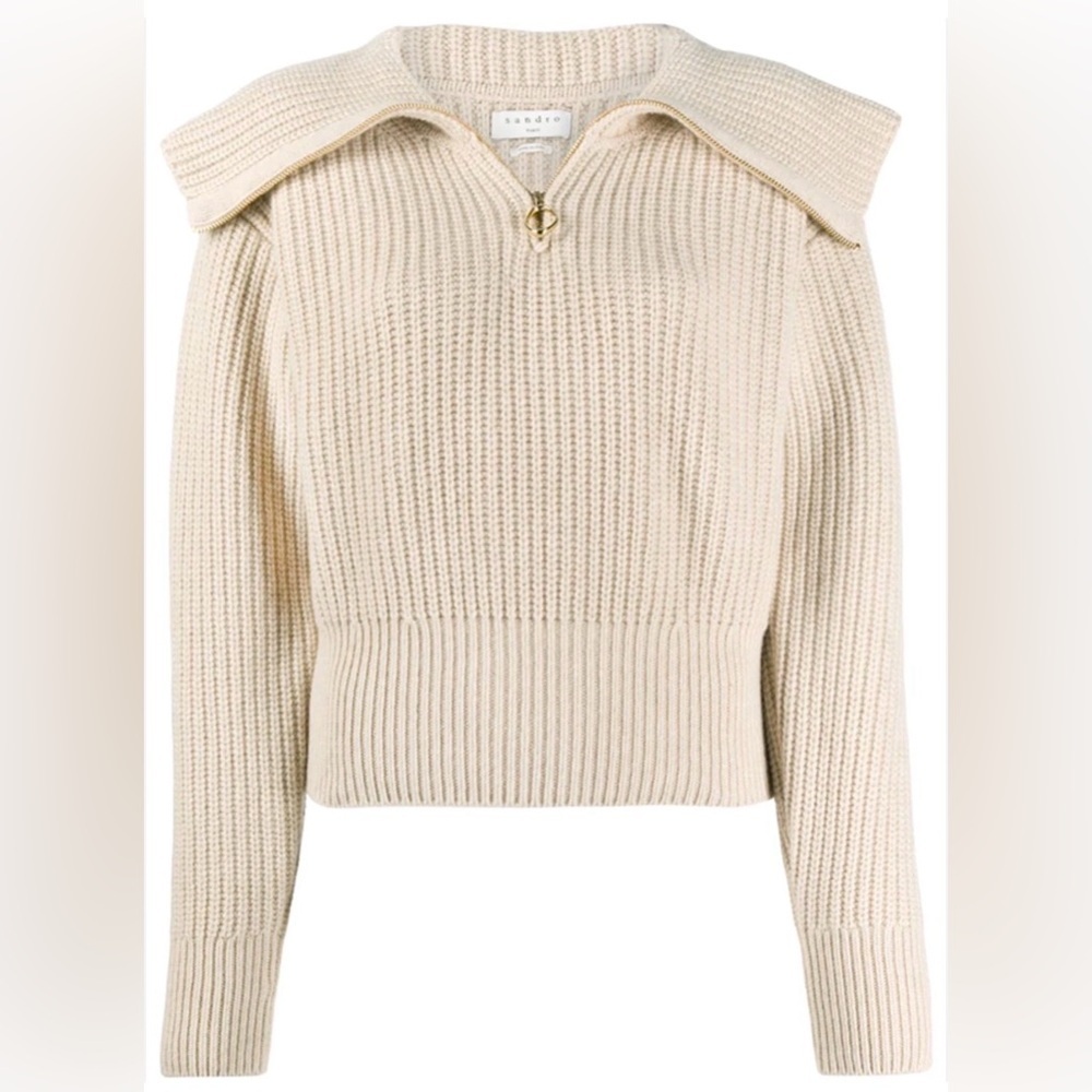 Sandro Paris Emmanuel Zip Up Jumper wool blend - Picture 2 of 11